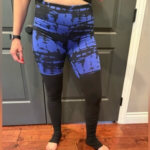 Alo Blue and Black Barre Leggings